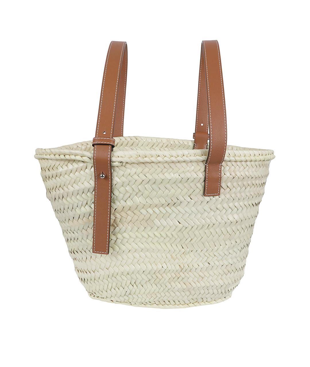 LOEWE Бежевая пелетеная сумка тоут, фото 2