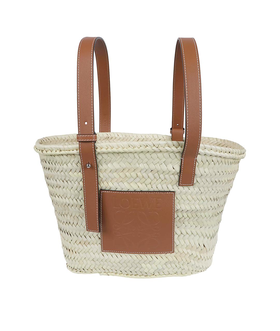LOEWE Бежевая пелетеная сумка тоут, фото 1