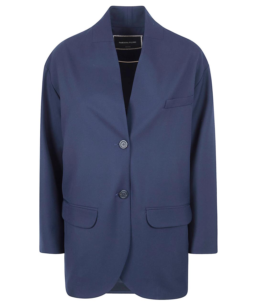 FABIANA FILIPPI Синий полиэстеровый жакет/пиджак, фото 1