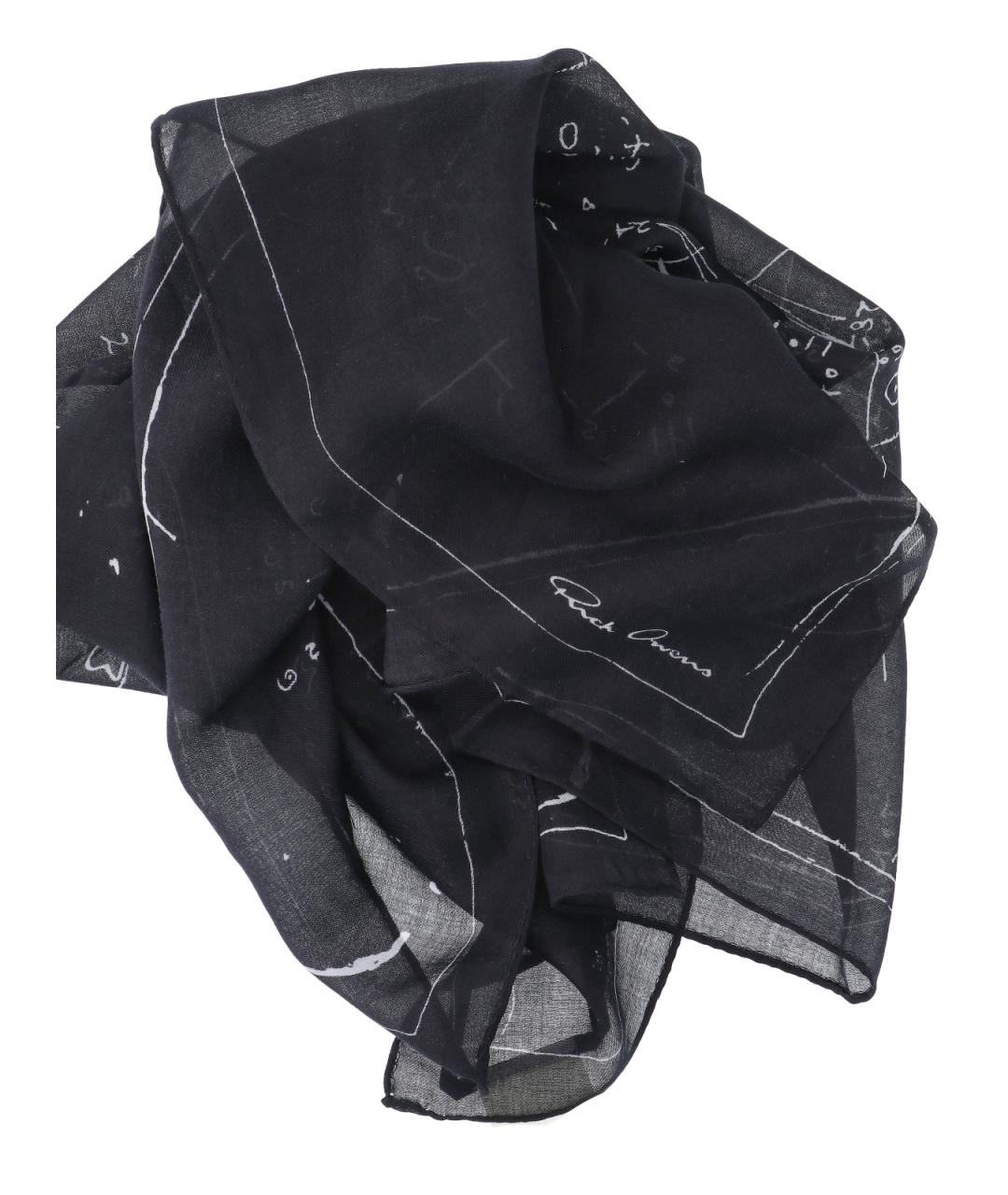 RICK OWENS Черный хлопковый шарф, фото 2