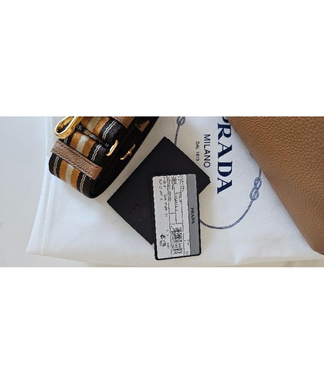 PRADA Коричневая кожаная сумка с короткими ручками, фото 6