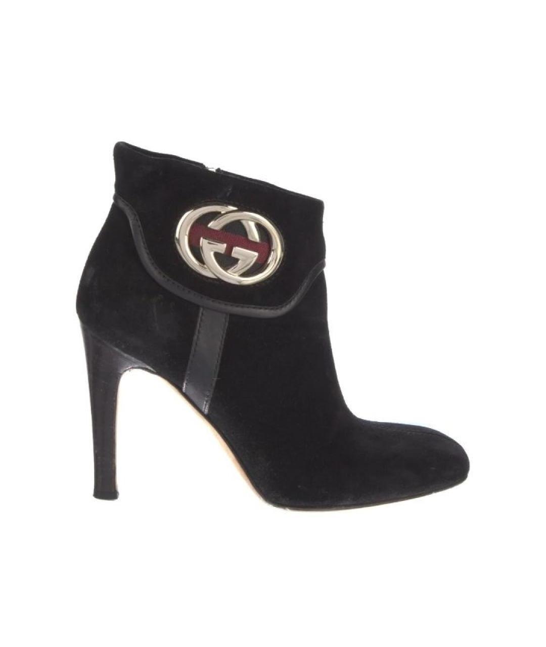 GUCCI Черные замшевые ботильоны, фото 1