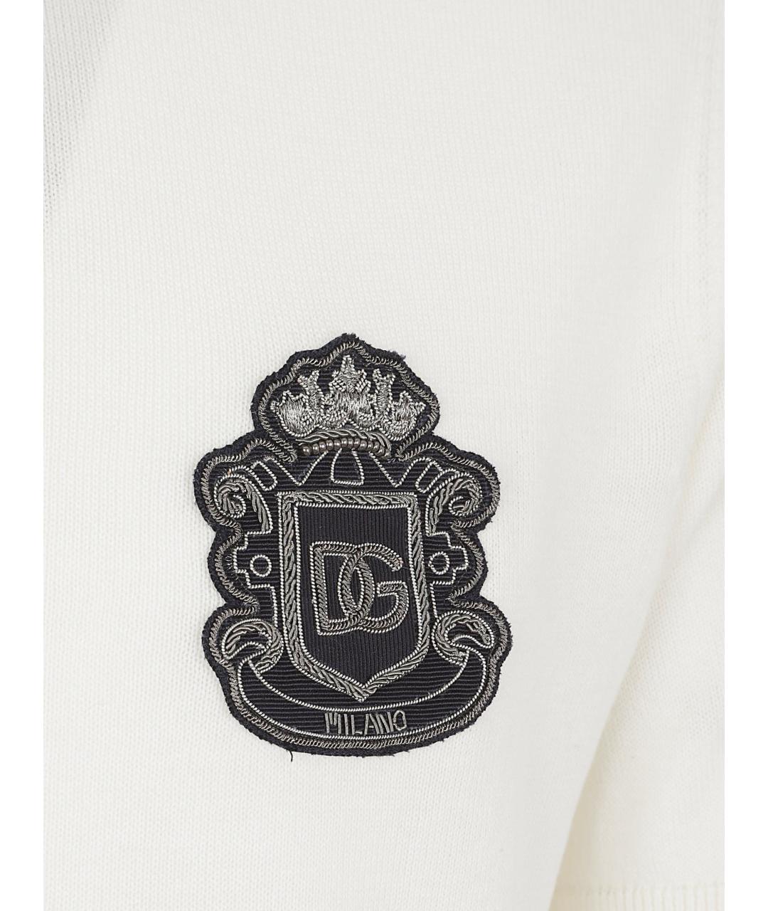 DOLCE&GABBANA Белое хлопковое поло с коротким рукавом, фото 2