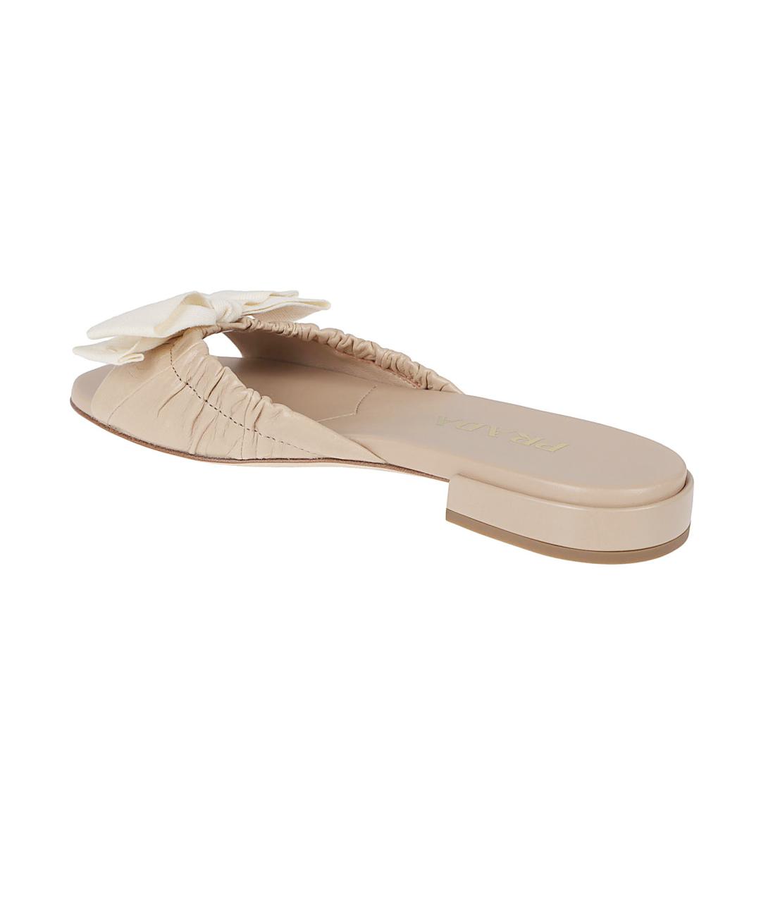 PRADA Бежевые кожаные шлепанцы, фото 3