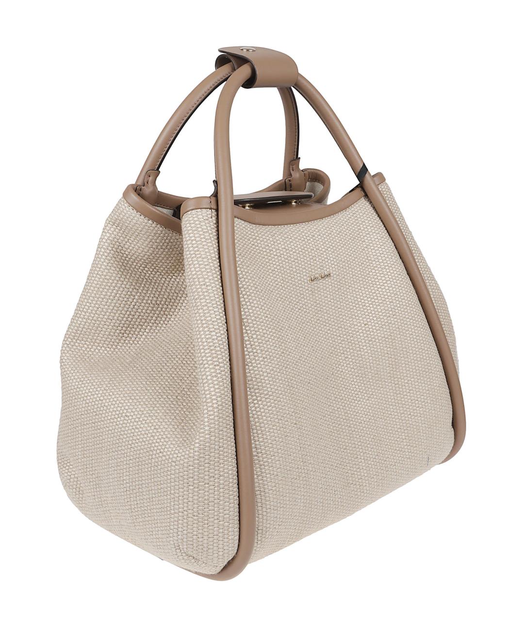 MAX MARA Серая тканевая сумка тоут, фото 3