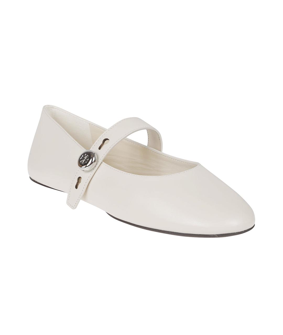 TORY BURCH Белые кожаные балетки, фото 2