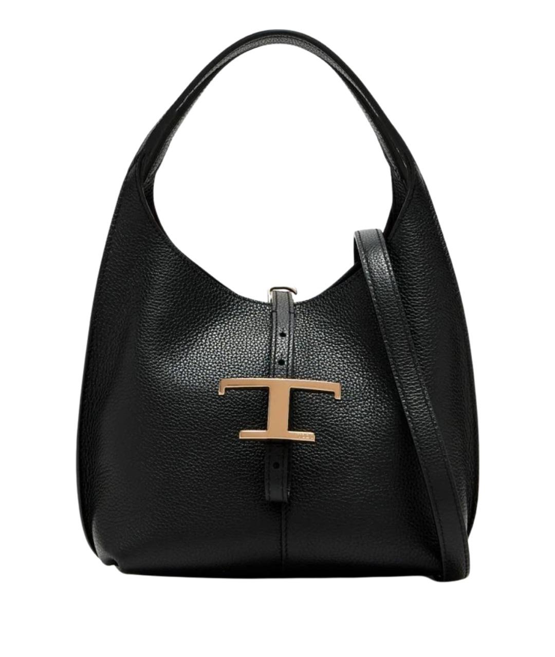 TOD'S Черная кожаная сумка тоут, фото 1