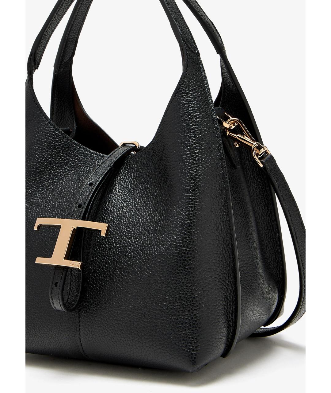 TOD'S Черная кожаная сумка тоут, фото 2