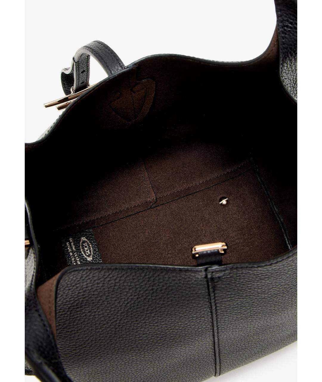 TOD'S Черная кожаная сумка тоут, фото 4