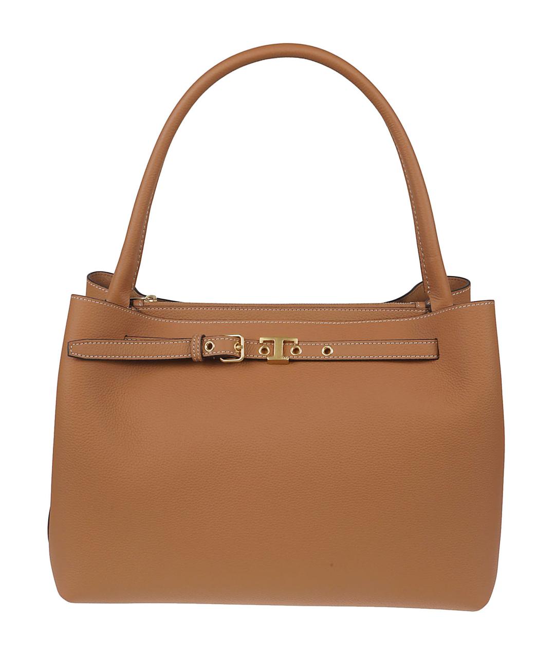 TOD'S Бежевая кожаная сумка тоут, фото 1