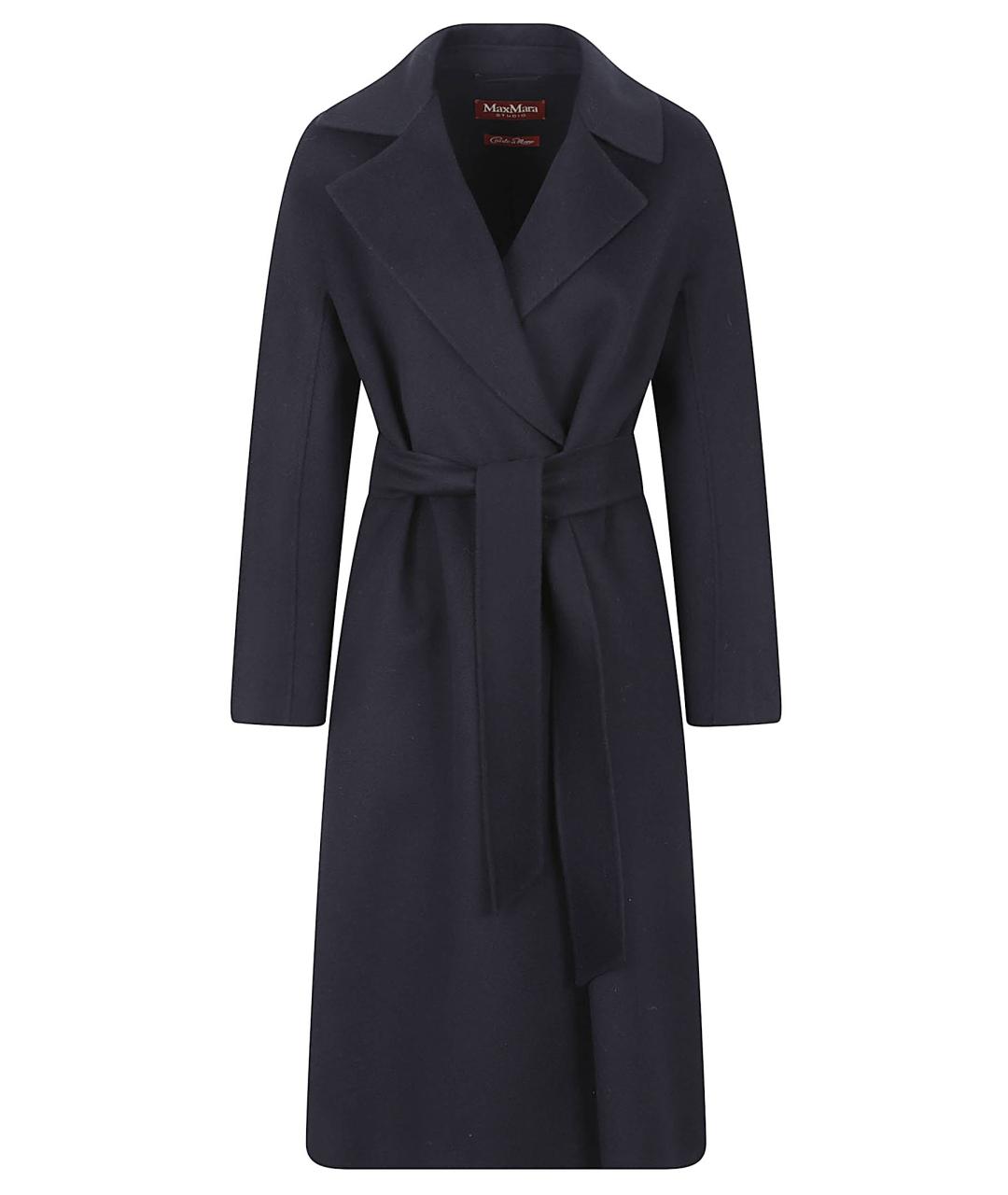 MAX MARA STUDIO Темно-синее шерстяное пальто, фото 1