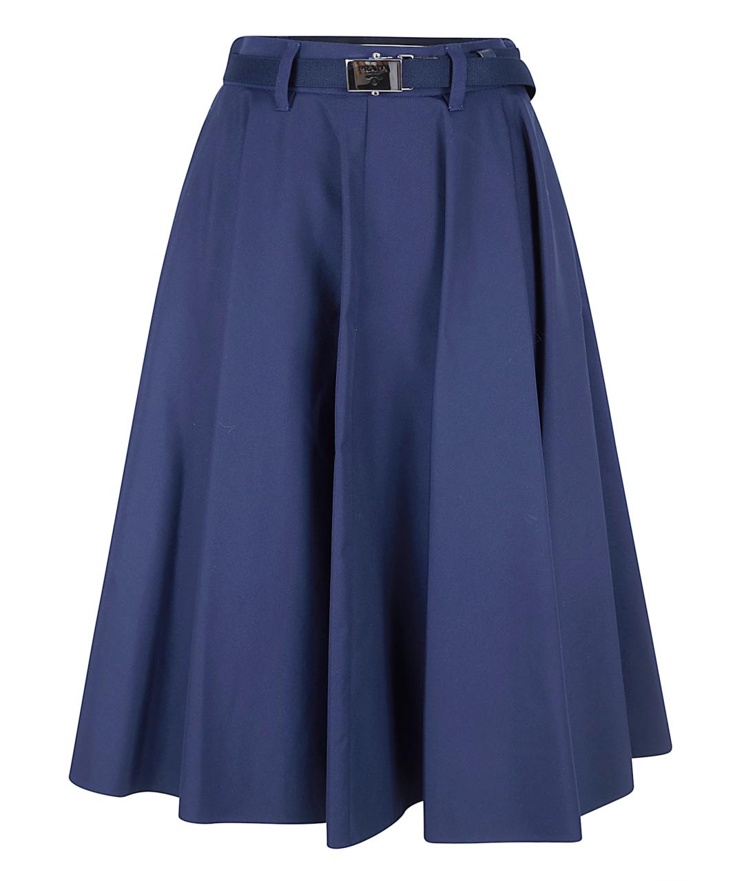 PRADA Синяя полиэстеровая юбка миди, фото 1