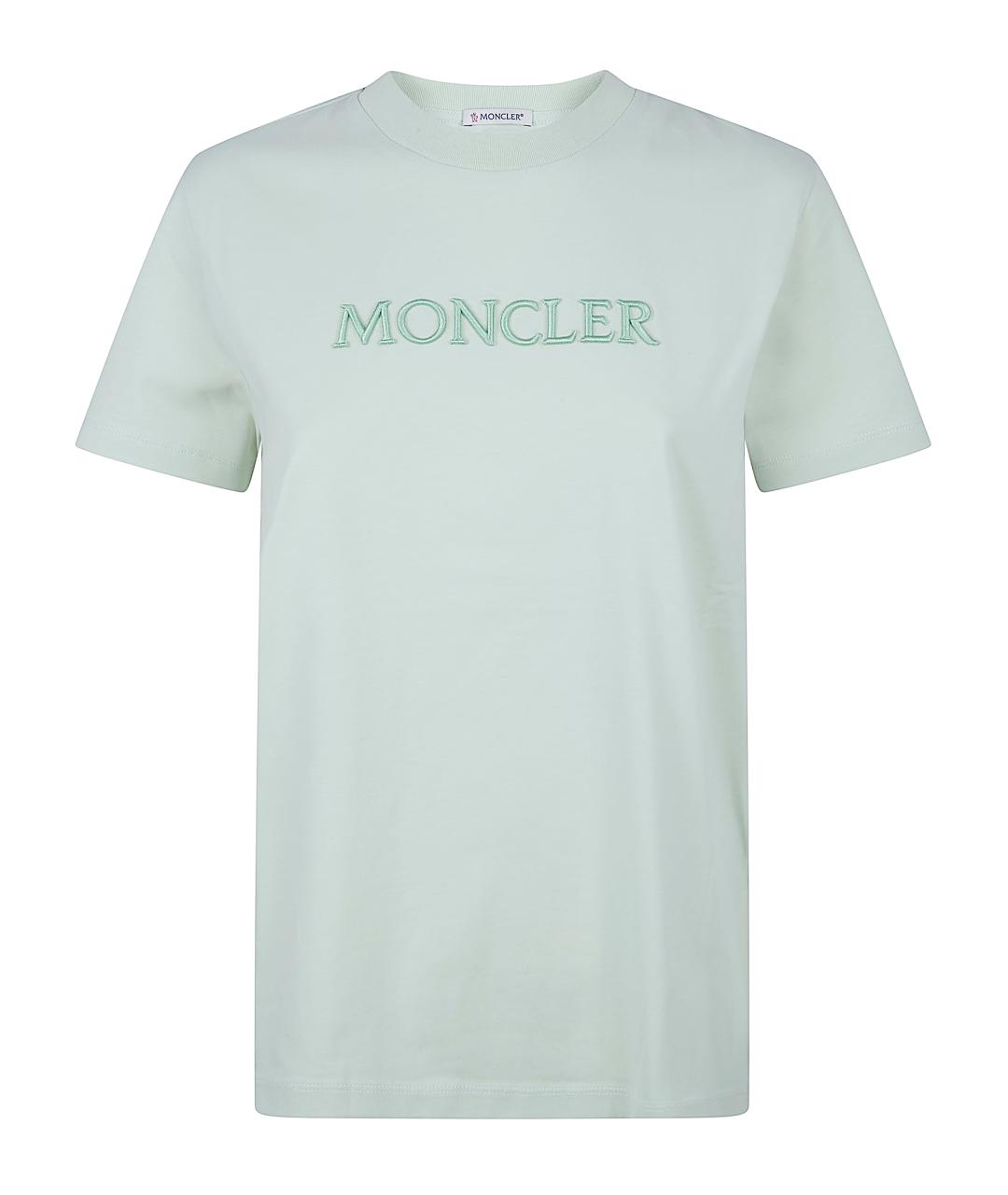 MONCLER Голубая хлопковая футболка, фото 1