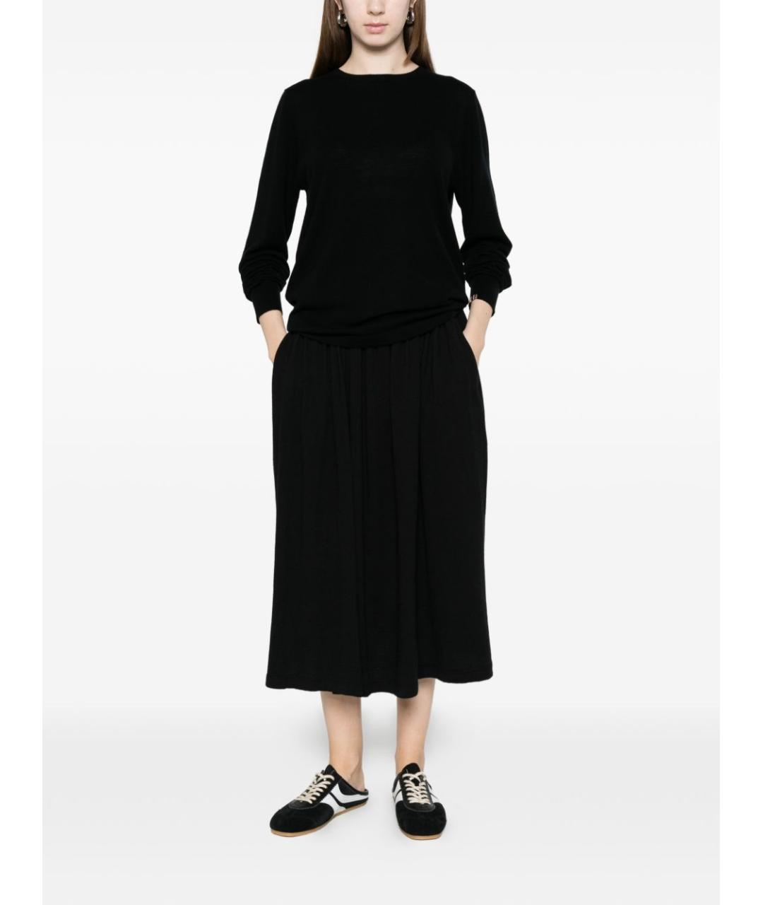 EXTREME CASHMERE Черная хлопковая юбка миди, фото 5