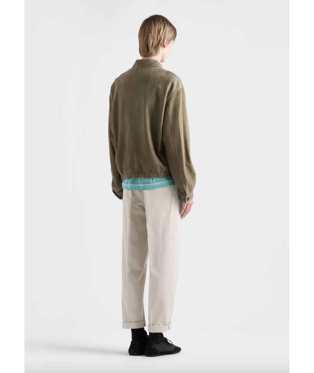 PRADA Бежевые хлопковые повседневные брюки, фото 5