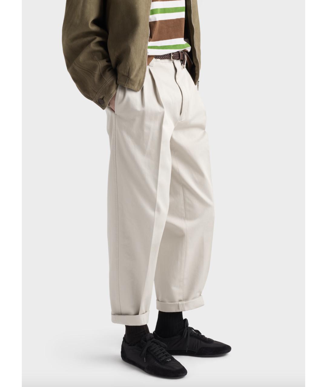 PRADA Бежевые хлопковые повседневные брюки, фото 3