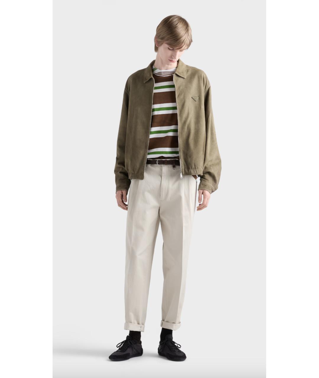 PRADA Бежевые хлопковые повседневные брюки, фото 2