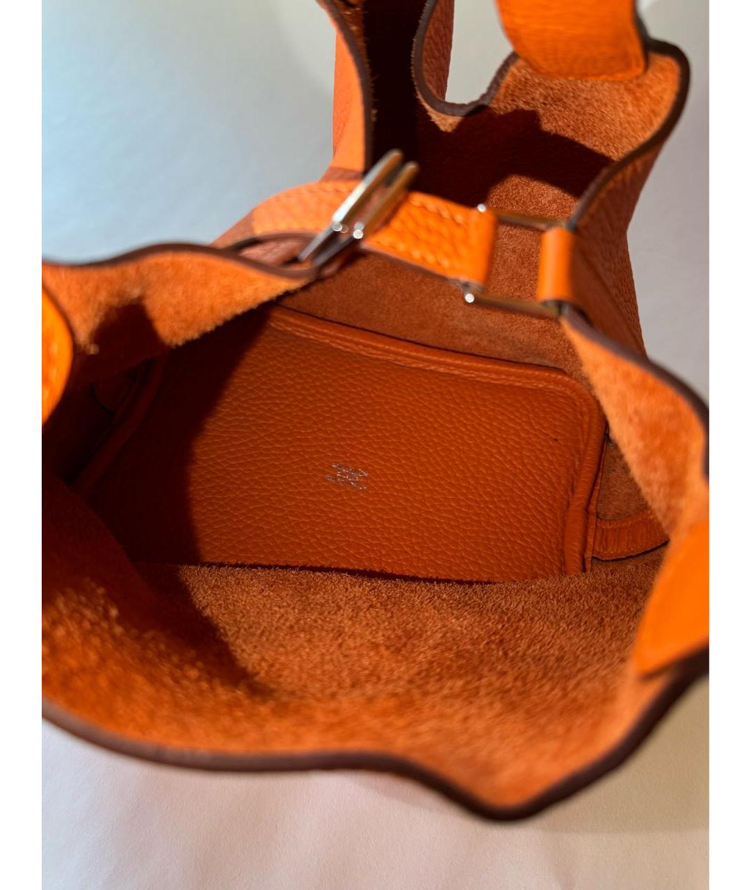 HERMES Оранжевая кожаная сумка с короткими ручками, фото 4