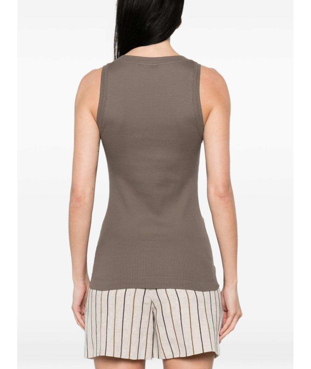 BRUNELLO CUCINELLI Коричневая хлопковая майка, фото 3