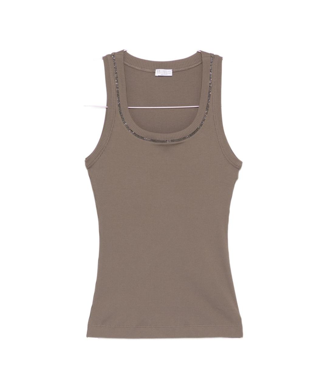 BRUNELLO CUCINELLI Коричневая хлопковая майка, фото 1
