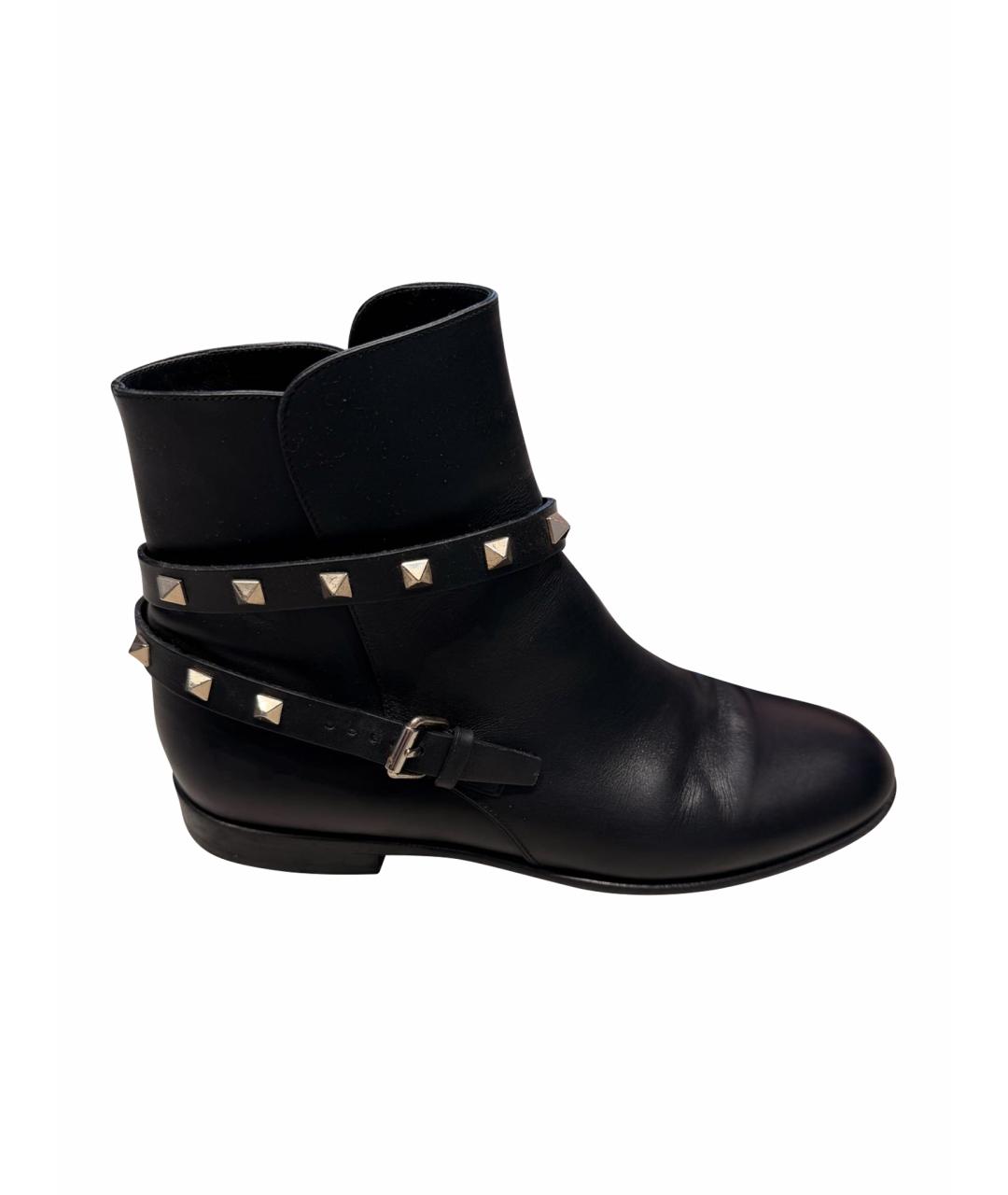 VALENTINO Черные кожаные полусапоги, фото 1