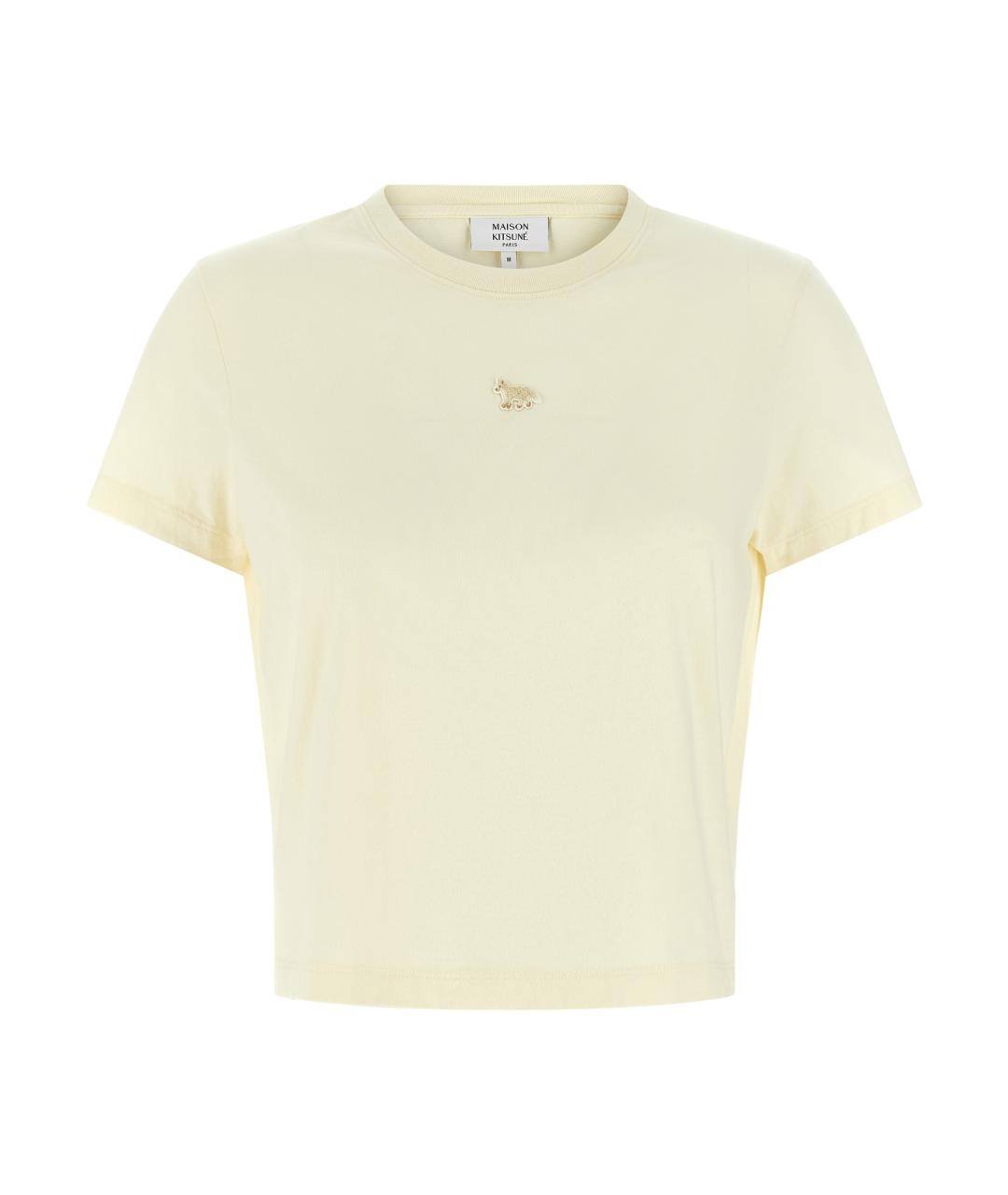 MAISON KITSUNE Бежевая хлопковая футболка, фото 1
