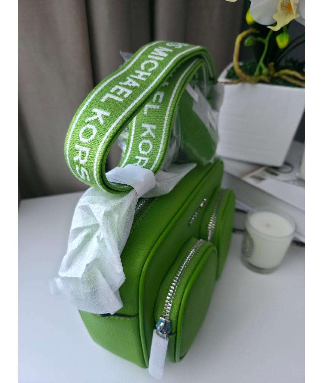 MICHAEL KORS Зеленая кожаная сумка через плечо, фото 9