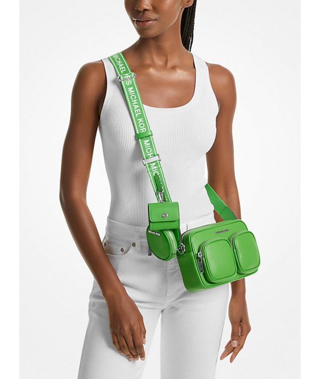 MICHAEL KORS Зеленая кожаная сумка через плечо, фото 5