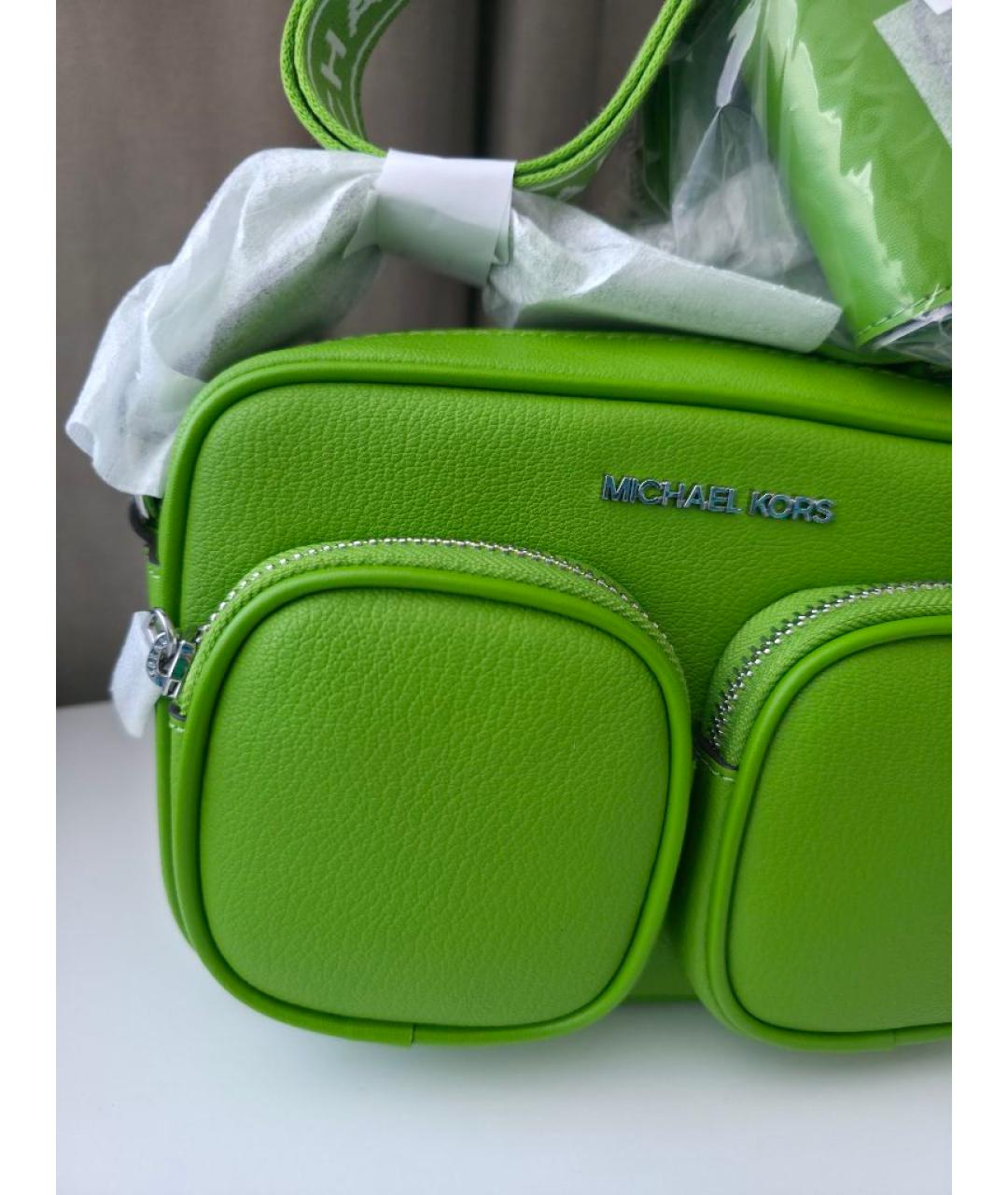 MICHAEL KORS Зеленая кожаная сумка через плечо, фото 8