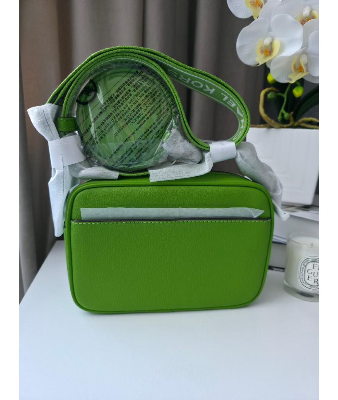 MICHAEL KORS Зеленая кожаная сумка через плечо, фото 7