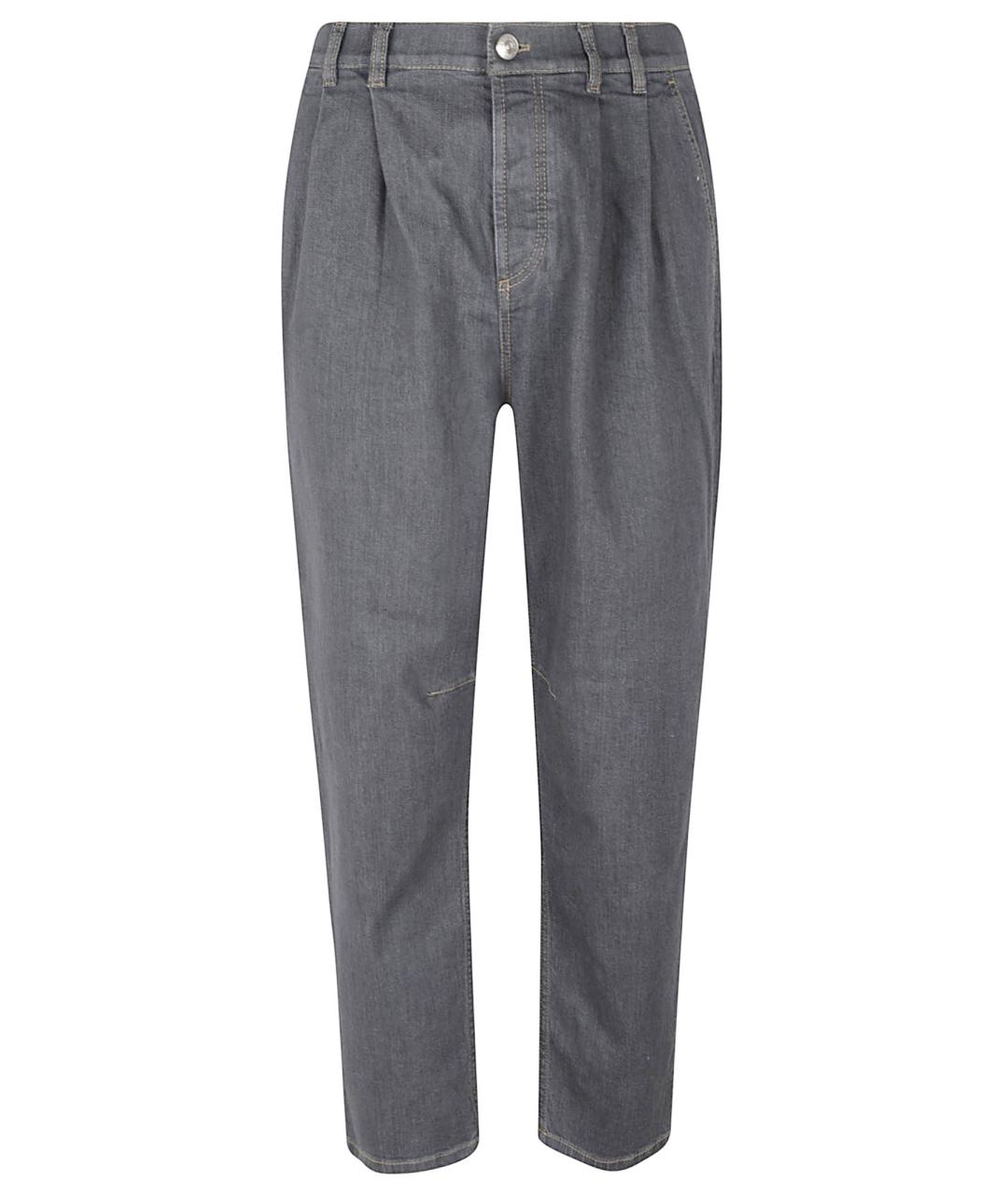 BRUNELLO CUCINELLI Серые хлопковые джинсы скинни, фото 1