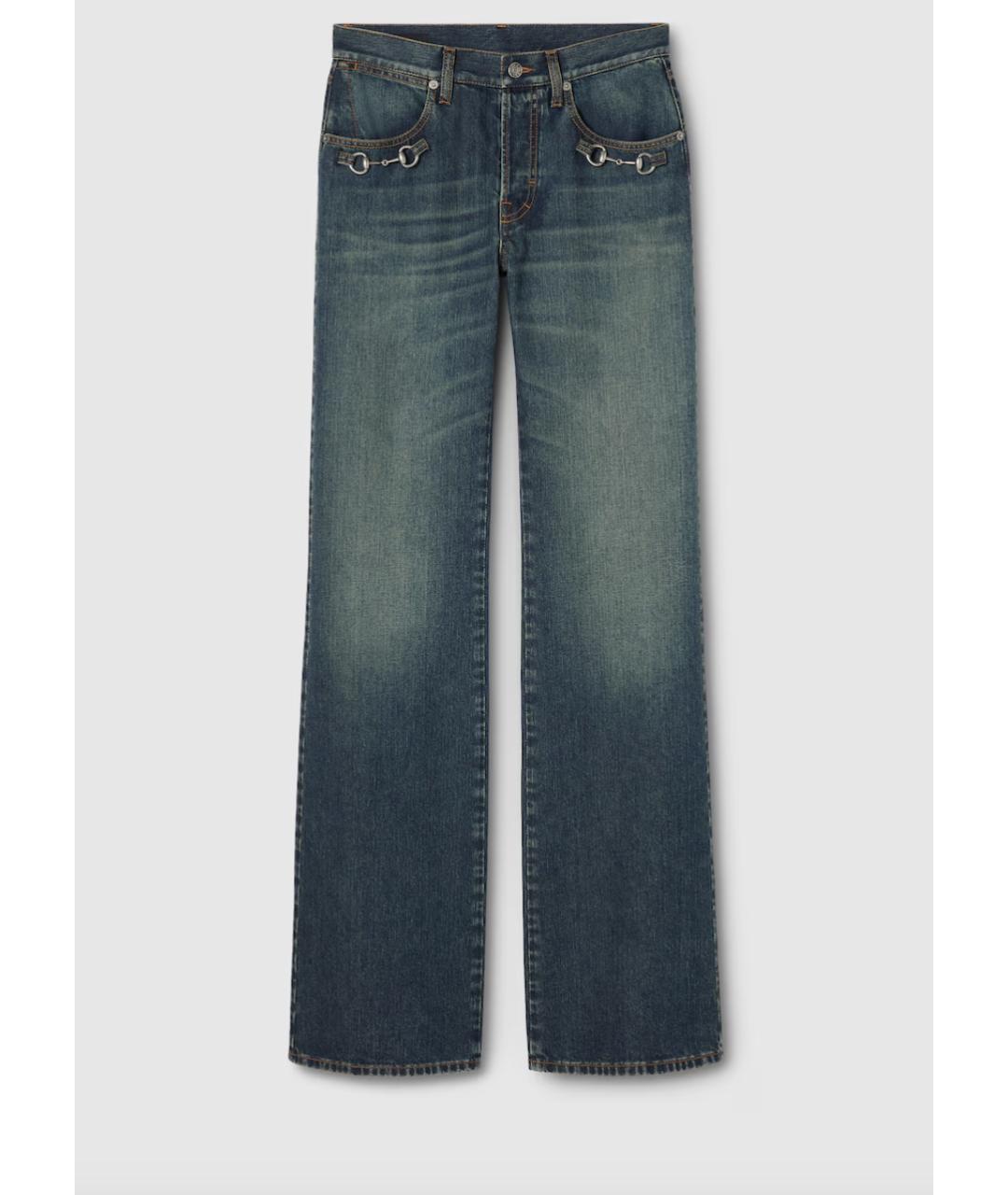 GUCCI Синие хлопковые джинсы клеш, фото 5