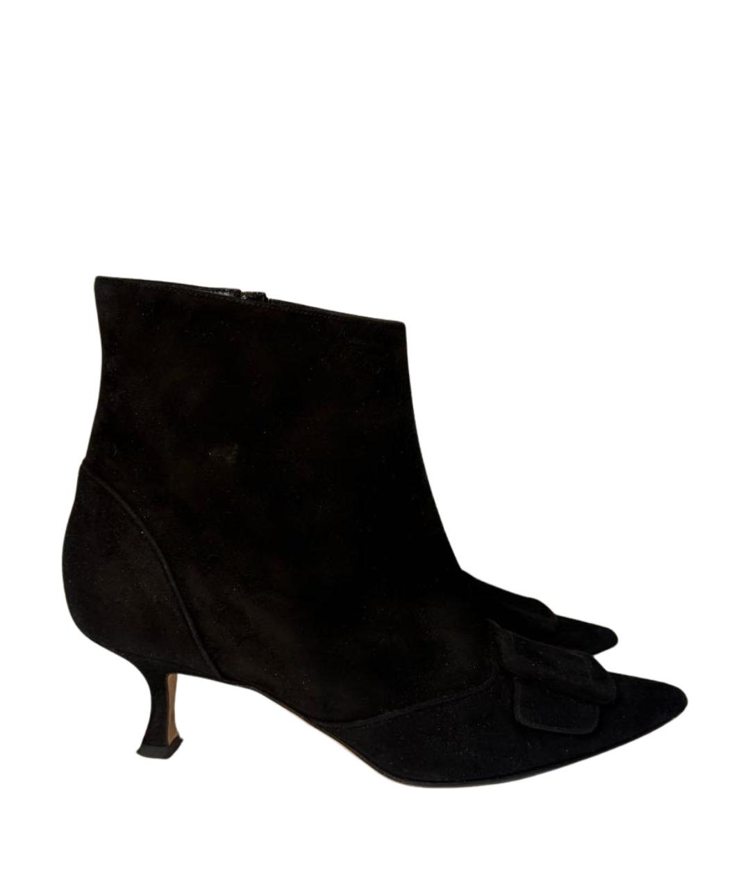 MANOLO BLAHNIK Черные замшевые ботильоны, фото 1