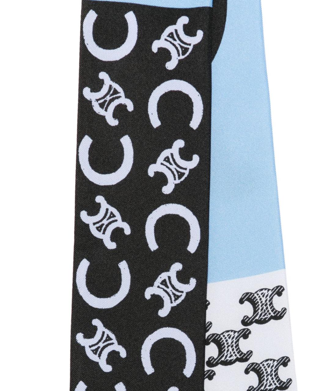 CELINE Синий шелковый шарф, фото 2