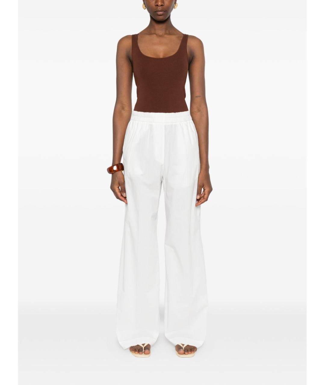 FORTE FORTE Белые хлопковые прямые брюки, фото 3