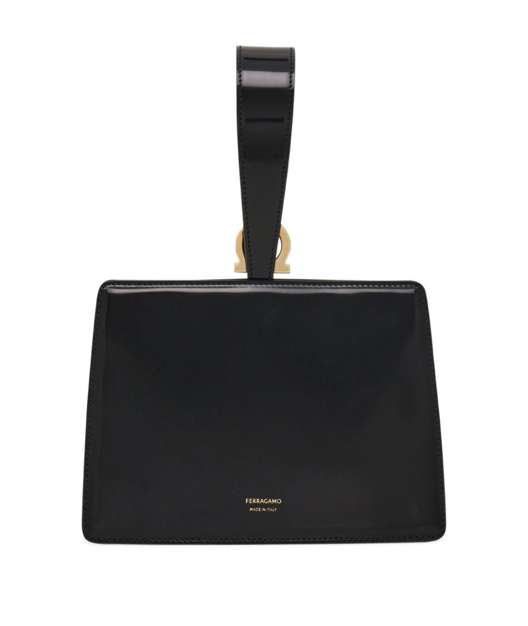 FERRAGAMO Черная кожаная сумка с короткими ручками, фото 5