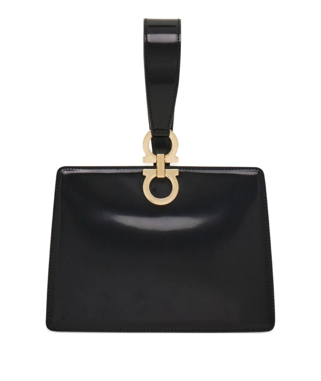 FERRAGAMO Черная кожаная сумка с короткими ручками, фото 1