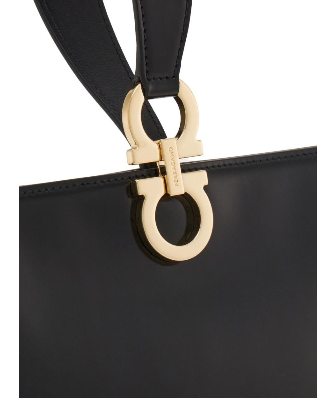 FERRAGAMO Черная кожаная сумка с короткими ручками, фото 3