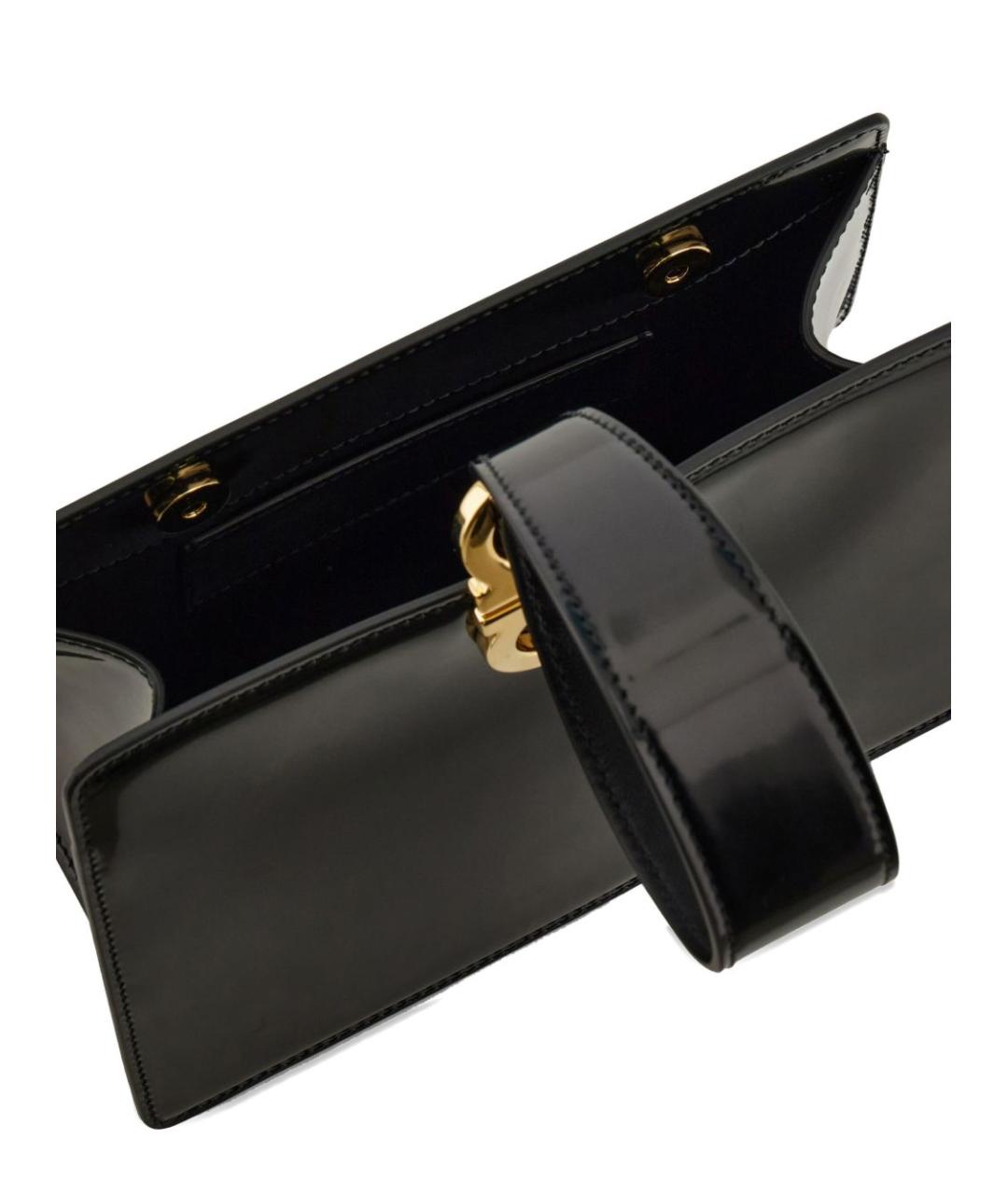 FERRAGAMO Черная кожаная сумка с короткими ручками, фото 2