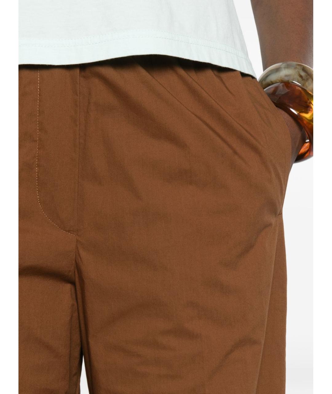 FORTE FORTE Коричневые хлопковые прямые брюки, фото 5