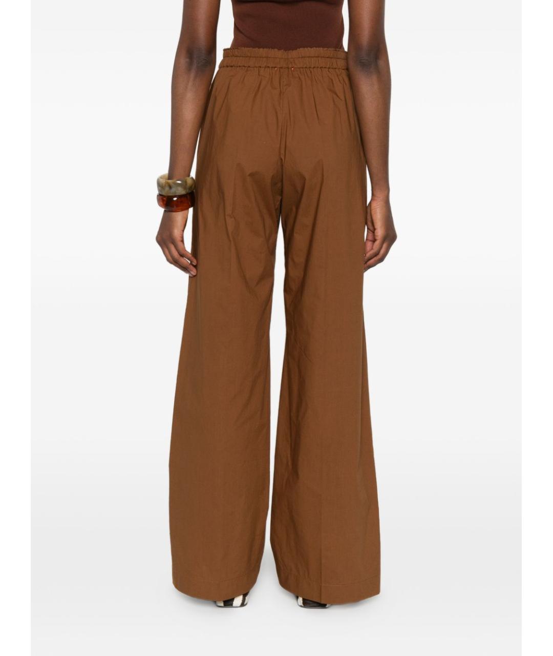 FORTE FORTE Коричневые хлопковые прямые брюки, фото 3