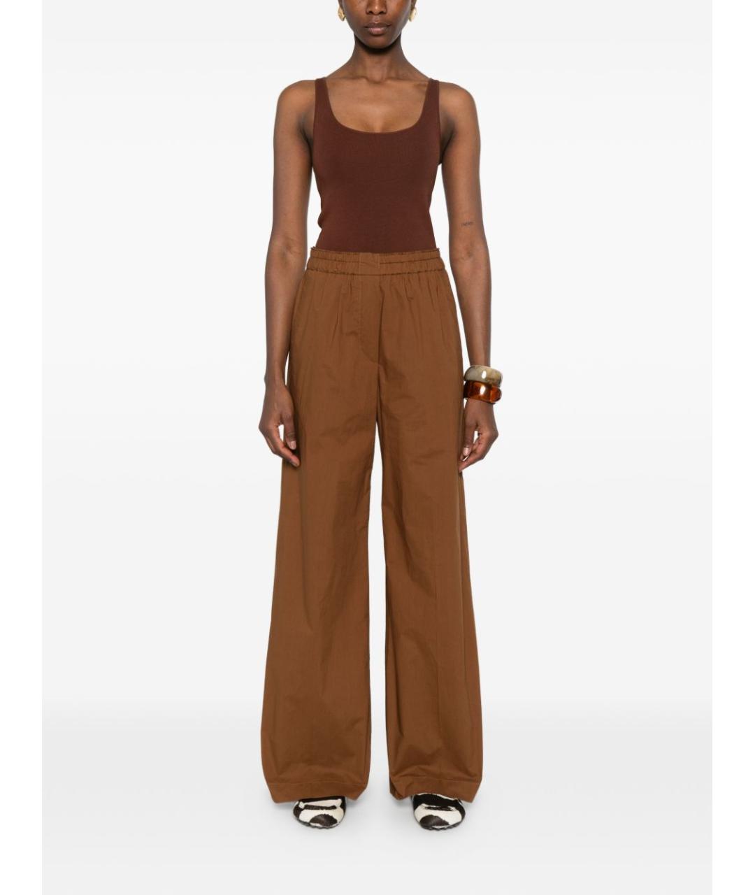 FORTE FORTE Коричневые хлопковые прямые брюки, фото 2