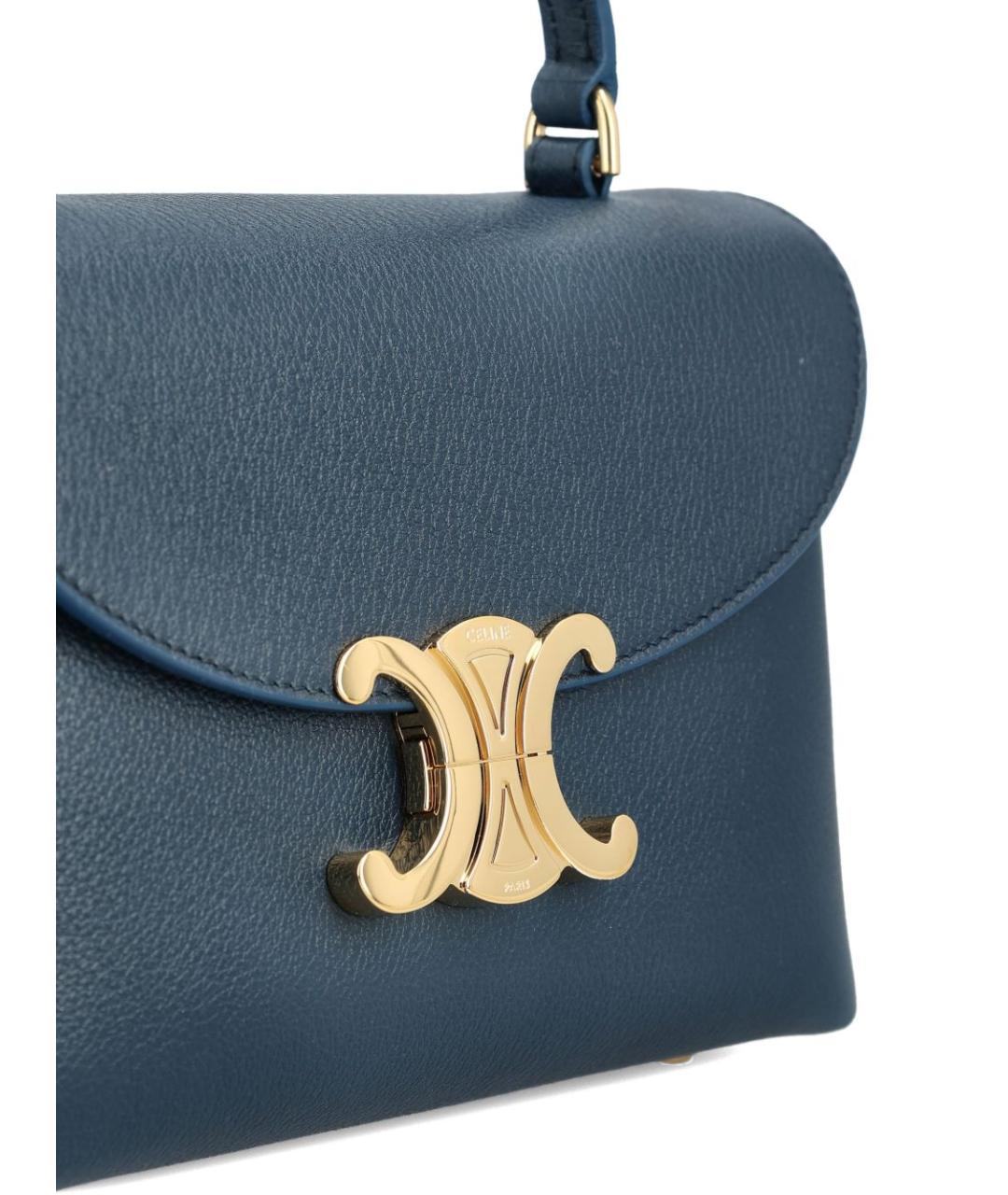 CELINE Синяя кожаная сумка с короткими ручками, фото 2