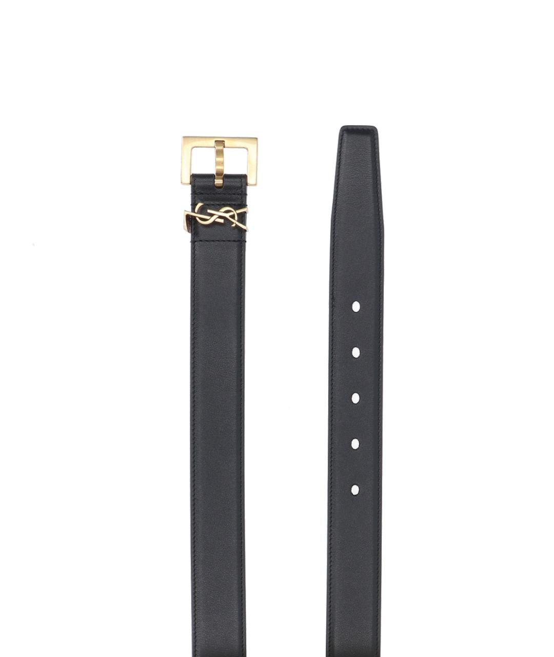 SAINT LAURENT Черный кожаный ремень, фото 2