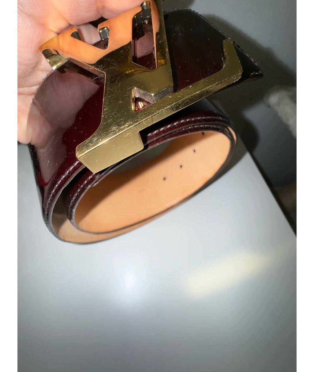 LOUIS VUITTON Бордовый ремень из лакированной кожи, фото 5