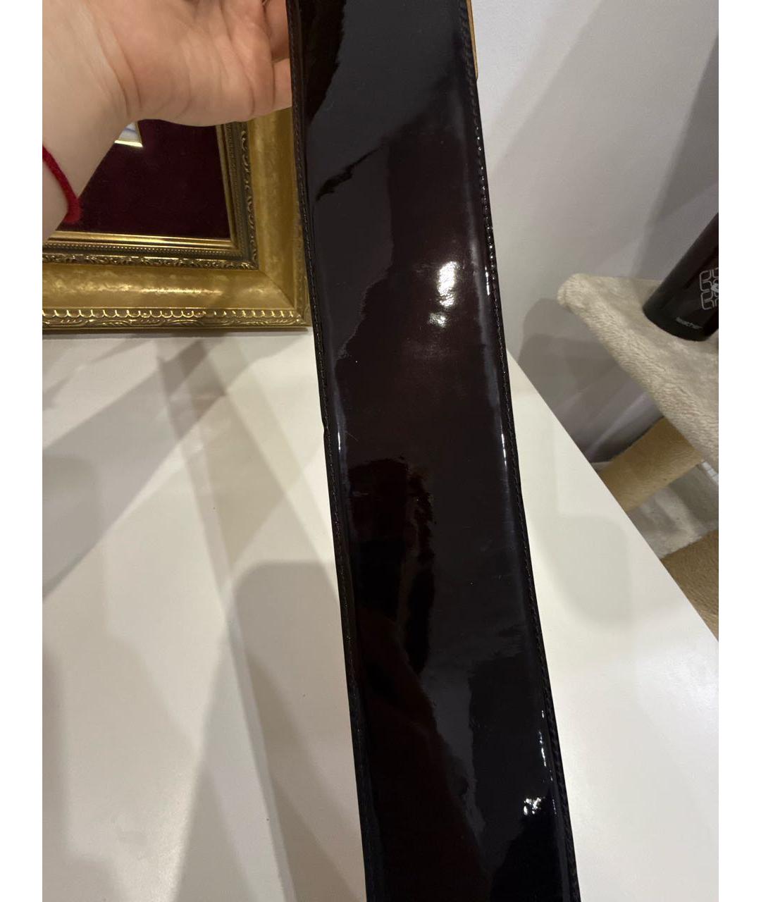 LOUIS VUITTON Бордовый ремень из лакированной кожи, фото 4
