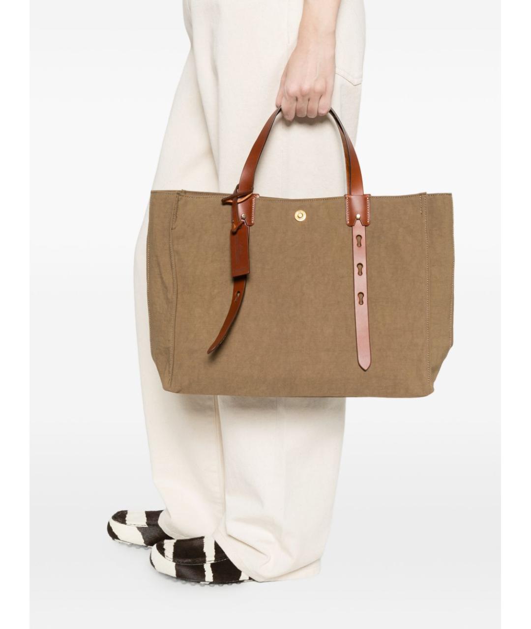 ROBERTA PIERI Коричневая тканевая сумка тоут, фото 3