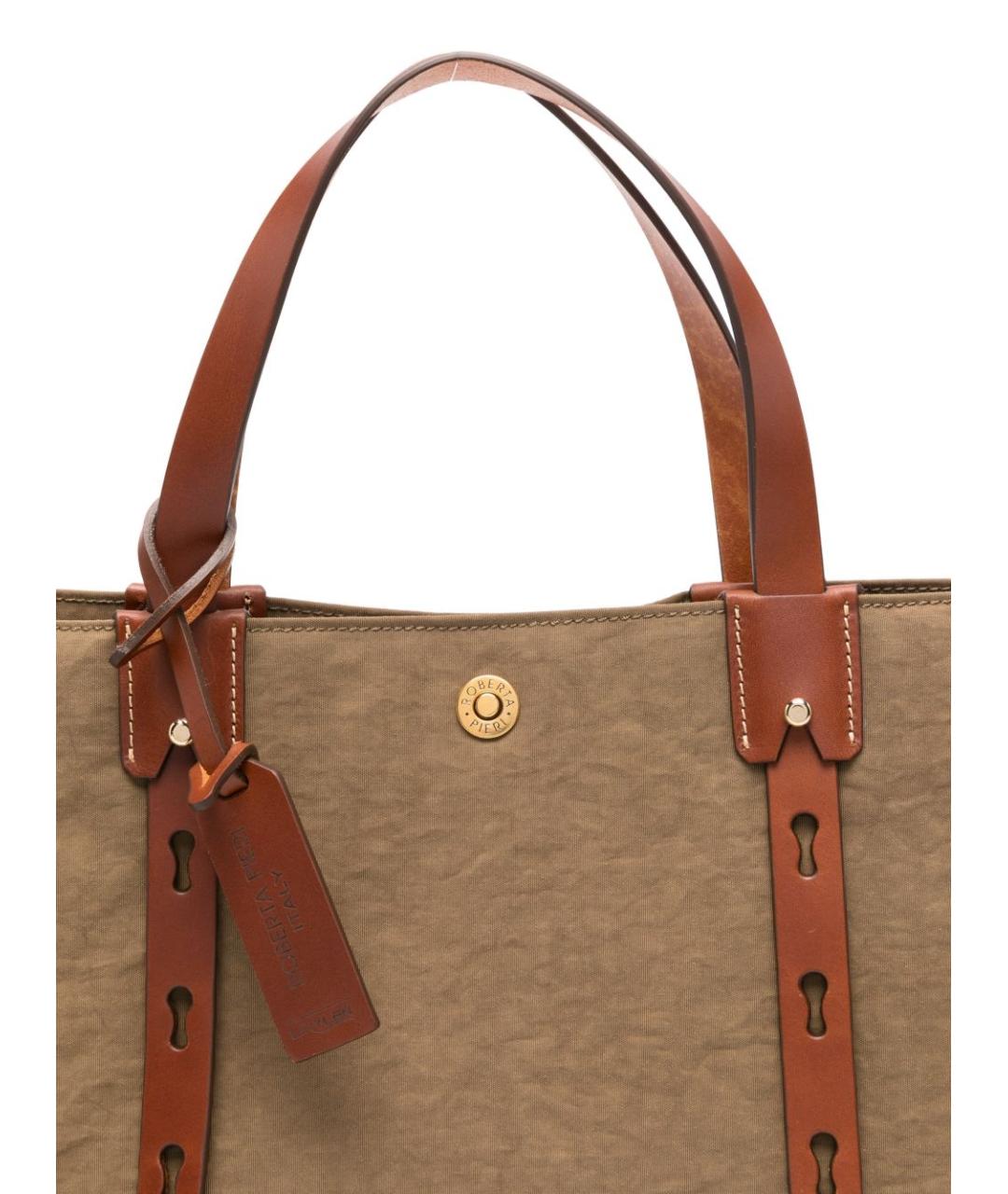 ROBERTA PIERI Коричневая тканевая сумка тоут, фото 4