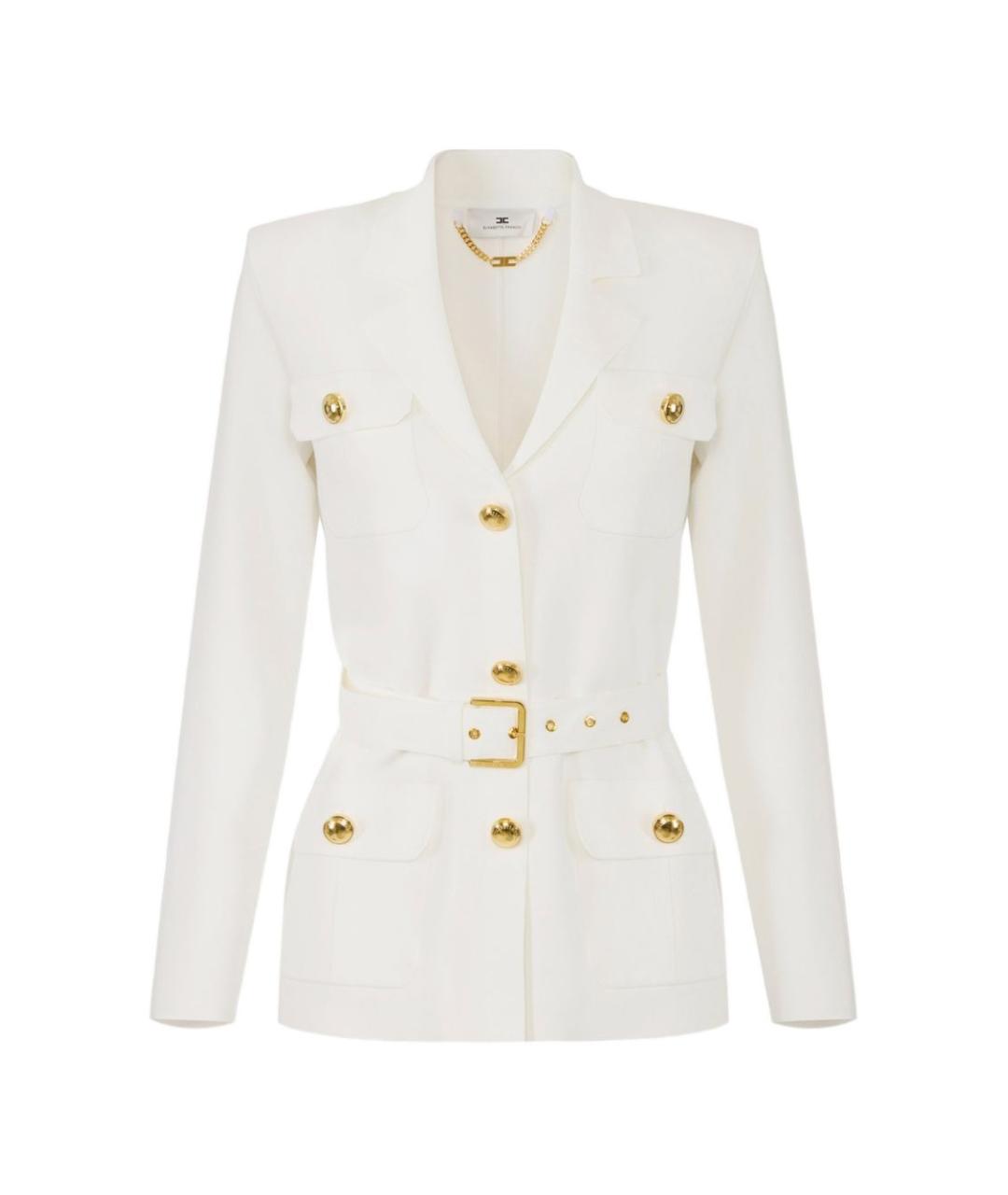 ELISABETTA FRANCHI Бежевый вискозный жакет/пиджак, фото 2