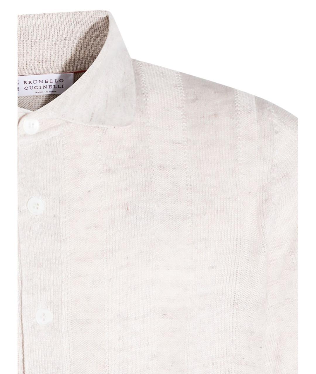 BRUNELLO CUCINELLI Бежевый льняной кардиган, фото 3